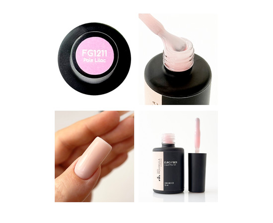 Изображение 3 Жидкий полигель Nails Molekula Euro Fiber Gel Pale Lilac Бледно-сиреневый, 12 мл, Объем (мл, г): 12, Цвет: FG1211