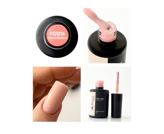 Изображение 3 Жидкий полигель Nails Molekula Euro Fiber Gel Cherry Blossom Вишневый цвет, 12 мл, Объем (мл, г): 12, Цвет: FG1216