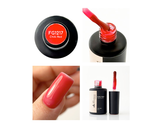 Изображение 3 Жидкий полигель Nails Molekula Euro Fiber Gel Chili Red Красный чили, 12 мл, Объем (мл, г): 12, Цвет: FG1217