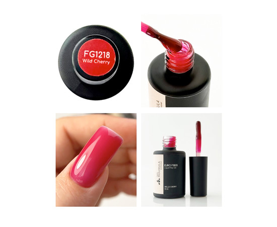 Изображение 3 Жидкий полигель Nails Molekula Euro Fiber Gel Willd Cherry Дикая вишня, 12 мл, Объем (мл, г): 12, Цвет: FG1218