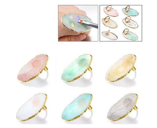 Зображення 8 Палітра - кільце для змішування фарб для брів, гель лаку, клею для нарощування вій Молочний