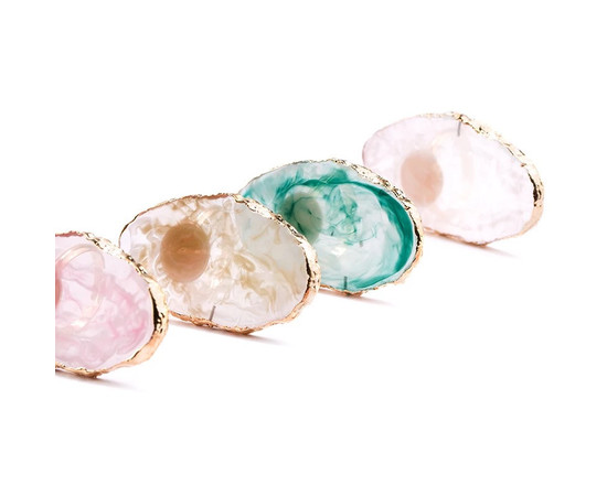 Зображення 4 Палітра - кільце для змішування фарб для брів, гель лаку, клею для нарощування вій Молочний Бірюзовий