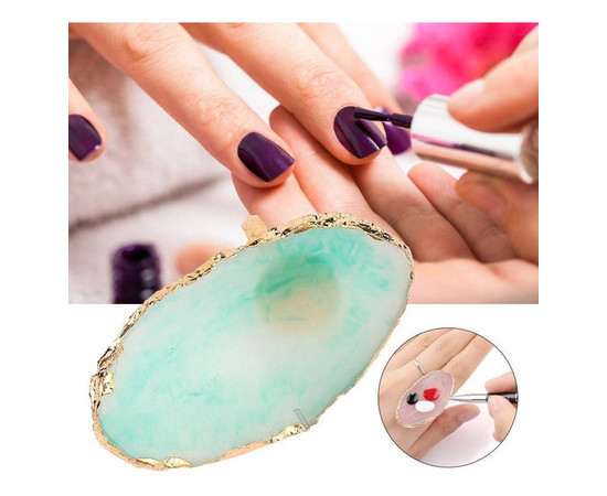 Зображення 5 Палітра - кільце для змішування фарб для брів, гель лаку, клею для нарощування вій Молочний Бірюзовий