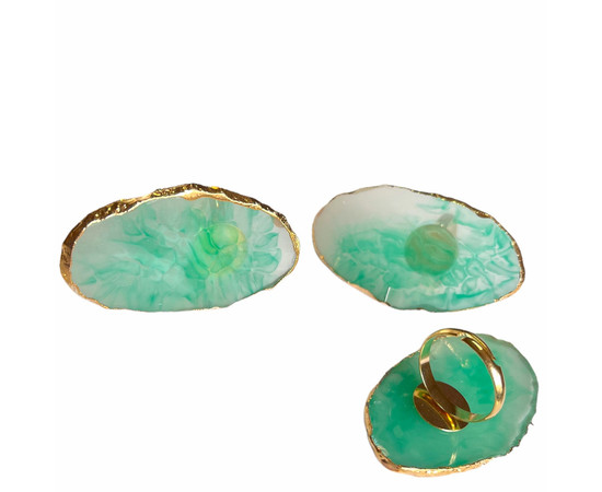 Зображення 8 Палітра - кільце для змішування фарб для брів, гель лаку, клею для нарощування вій Молочний Бірюзовий