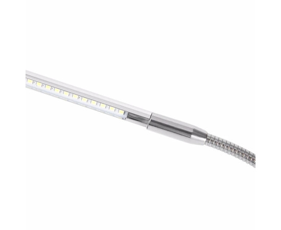 Зображення 7 Гнучка настільна LED лампа FS-119 для освітлення (на струбцині, металева, срібна), 10 Вт.