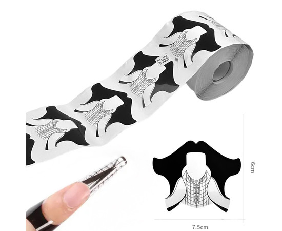 Изображение 3 Формы бумажные 6 см х 7.5 см (300 шт. в рулоне) "Чёрный с белым" для моделированя и наращивания ногтей