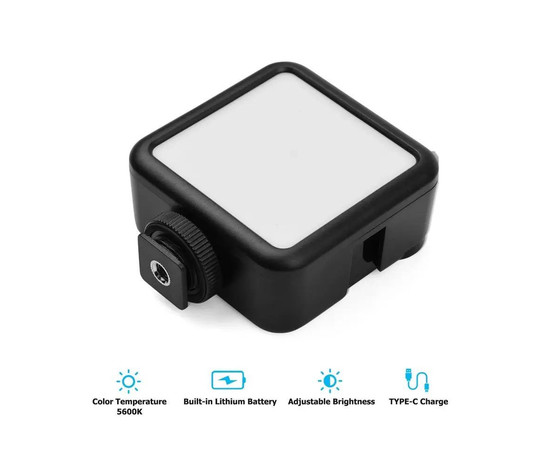 Зображення 10 Міні лампа, накамерне світло LED Р5 (7,5х7,5см) з вбудованим акумулятором (1800mAh) для відео та фотозйомки