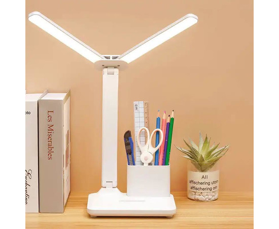 Зображення 2 Акумуляторна LED лампа 1962 (4 Вт) на гнучкій ніжці + підставка для концелярії, пензликів для освітлення робоче