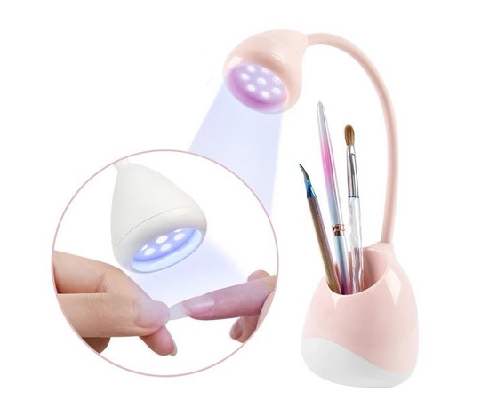 Зображення 2 UV/LED лампа для сушіння гель лаку YC-05, 36 Вт. (з акумулятором та на ЮСБ, працює від power bank) Рожевий