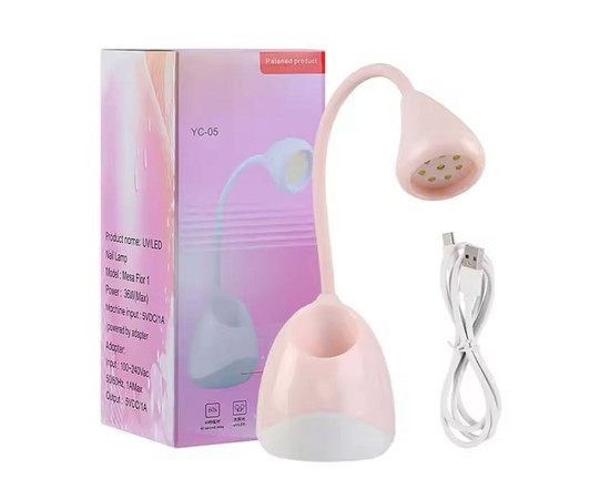 Зображення 3 UV/LED лампа для сушіння гель лаку YC-05, 36 Вт. (з акумулятором та на ЮСБ, працює від power bank) Рожевий