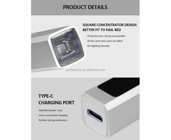 Зображення 5 UV/LED лампа Led 7 для сушіння нігтів, верхніх форм, декору - на акумуляторі та магнітній підставці (срібло)