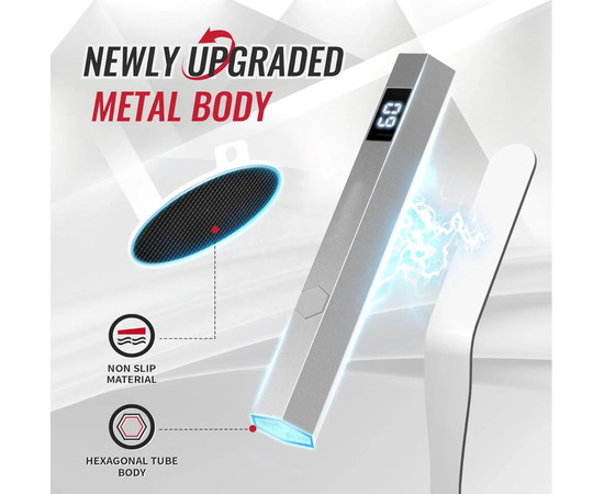 Зображення 9 UV/LED лампа Led 7 для сушіння нігтів, верхніх форм, декору - на акумуляторі та магнітній підставці (срібло)