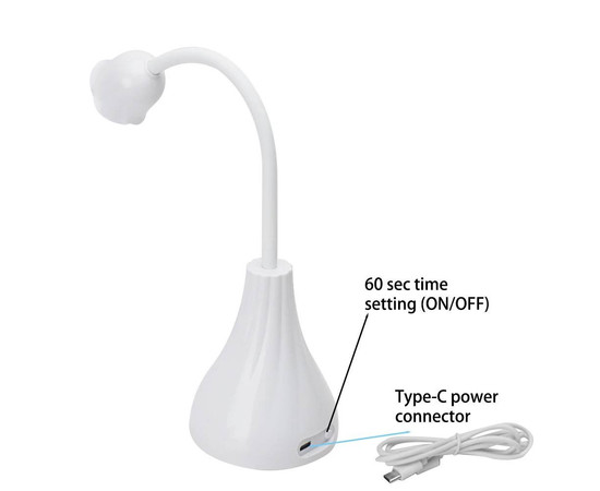 Зображення 2 Настільна гнучка лампа Led 16 для сушіння гель лаку (верхніх форм, гелевих типс, декору) на акумуляторі, 18 Вт.