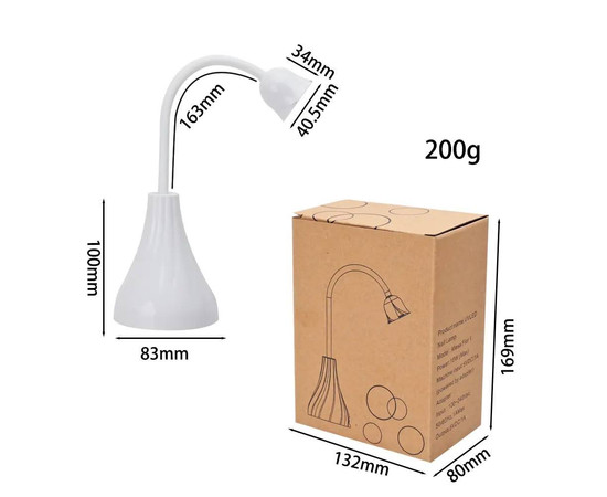 Зображення 6 Настільна гнучка лампа Led 16 для сушіння гель лаку (верхніх форм, гелевих типс, декору) на акумуляторі, 18 Вт.