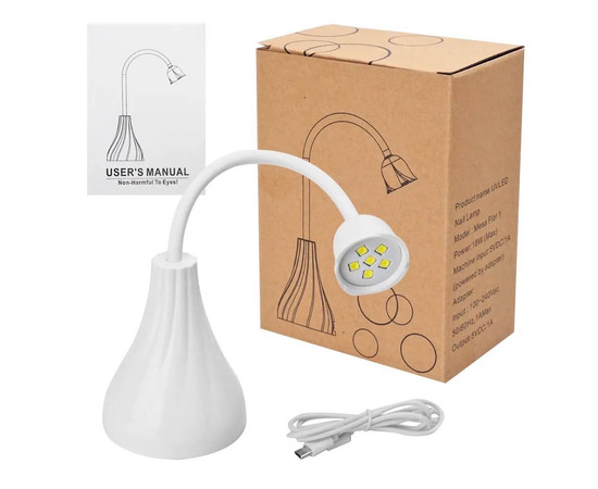 Зображення 5 Настільна гнучка лампа Led 16 для сушіння гель лаку (верхніх форм, гелевих типс, декору) на акумуляторі, 18 Вт.