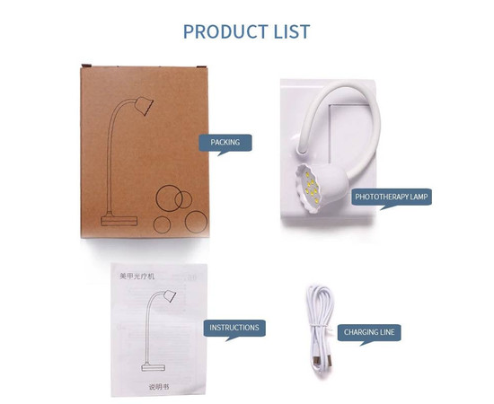 Изображение 6 Настольная гибкая лампа Led 18 для сушки гель лака (верхних форм, гелевых типс, декора)на аккумуляторе, 20 Вт.