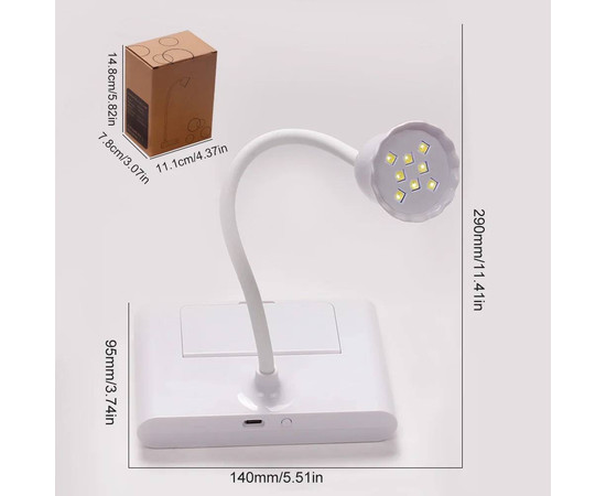 Изображение 7 Настольная гибкая лампа Led 18 для сушки гель лака (верхних форм, гелевых типс, декора)на аккумуляторе, 20 Вт.