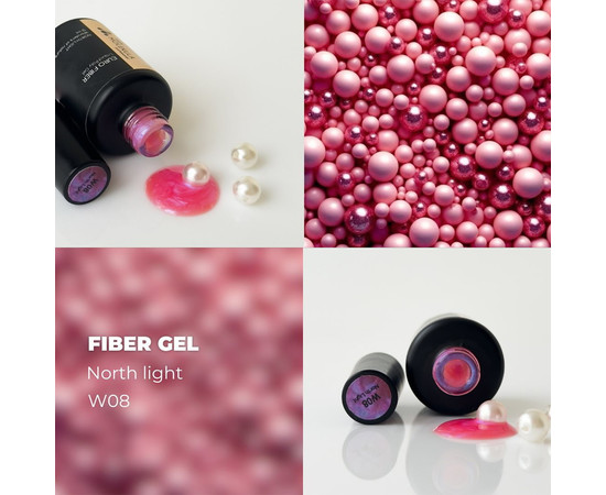 Зображення 2 Гель моделюючий Nails Molekula Euro Fiber Gel W08 North Light Північне сяйво, 12 мл, Об'єм (мл, г): 12, Колір: W08