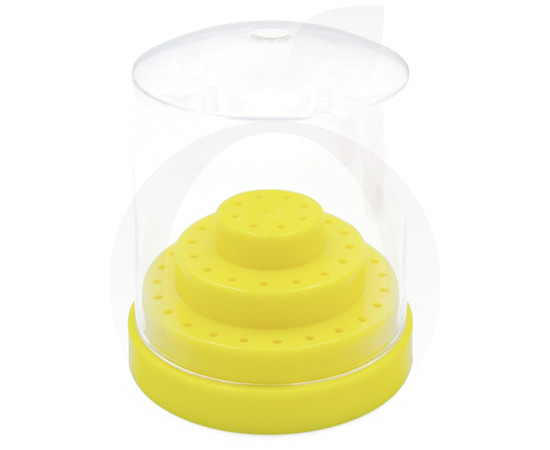 Изображение 3 Подставка круглая с крышкой - контейнер для фрез (насадок), на 48 ячеек М желтый