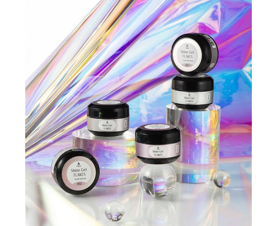 Зображення 4 Гель для зміцнення натуральних нігтів F.O.X Shine Gel Flakes №004, 15 мл, Об'єм (мл, г): 15, Колір: 04