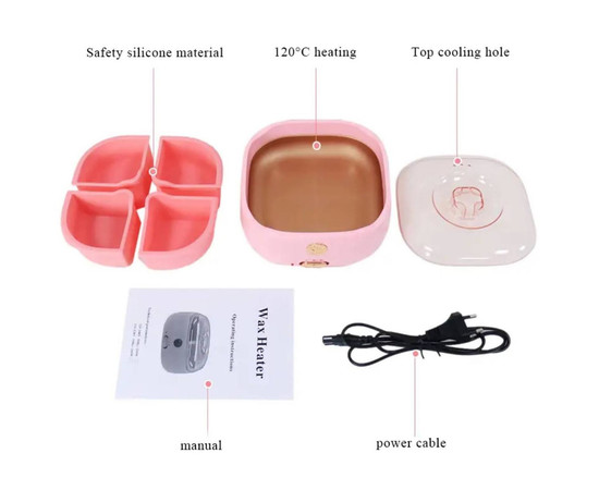 Зображення 9 Баночний воскоплав SM-5001A для депіляції на 600 мл. (з перемикачем потужності зі 100 на 200 Вт.) Рожевий