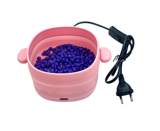 Зображення 5 Силіконовий баночний воскоплав YАM-1002A на 100 Вт (400 мл.) – для розігріву воску, складний Рожевий