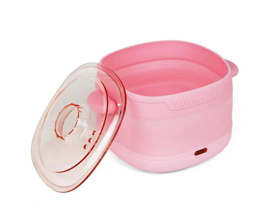 Зображення 2 Силіконовий баночний воскоплав YАM-1002A на 100 Вт (400 мл.) – для розігріву воску, складний Рожевий