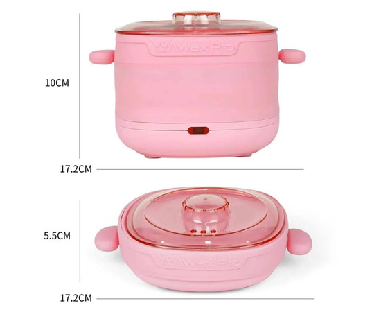 Зображення 10 Силіконовий баночний воскоплав YАM-1002A на 100 Вт (400 мл.) – для розігріву воску, складний Рожевий