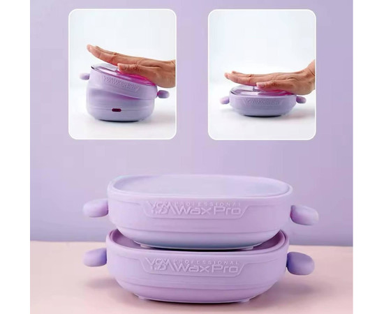 Зображення 5 Силіконовий баночний воскоплав YАM-1002A на 100 Вт (400 мл.) – для розігріву воску, складний Фіолетовий