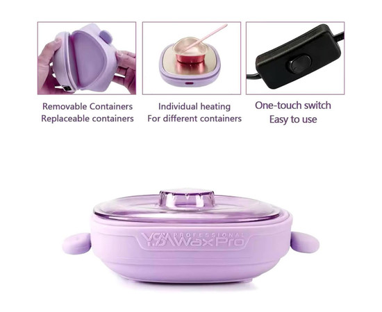 Зображення 6 Силіконовий баночний воскоплав YАM-1002A на 100 Вт (400 мл.) – для розігріву воску, складний Фіолетовий