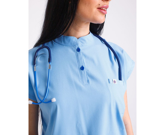 Изображение 2 Медицинский костюм женский Сидней голубой р. 52, "БЕЛЫЙ ХАЛАТ" 497-333-677, Размер: 52, Цвет: голубой