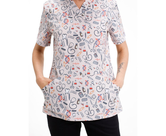 Зображення 3 БілХал Медична сорочка жіноча Топаз принт Health beige 44, Розмір: 44, Цвет: health beige
