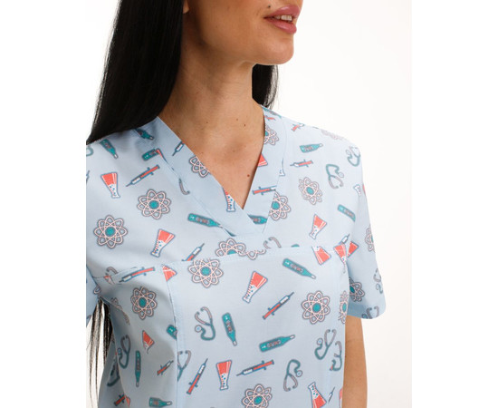 Зображення 3 БілХал Медична сорочка жіноча Топаз принт Atom 52, Розмір: 52, Цвет: atom