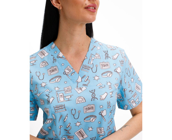 Изображение 3 Медицинская рубашка женская Топаз принт Dentistry blue р. 50, "БЕЛЫЙ ХАЛАТ" 502-333-940, Размер: 50, Цвет: dentistry blue