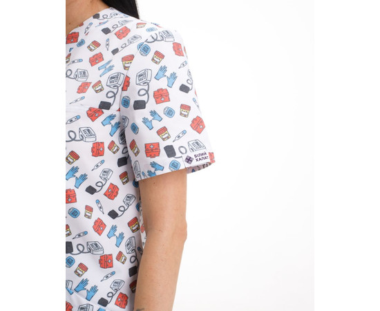 Зображення 5 БілХал Медична сорочка жіноча Топаз принт Emergency 48, Розмір: 48, Цвет: emergency