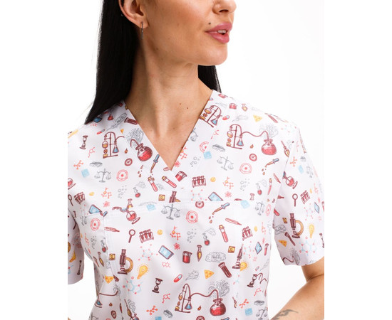 Зображення 2 БілХал Медична сорочка жіноча Топаз принт Chemistry 44, Розмір: 44, Цвет: chemistry