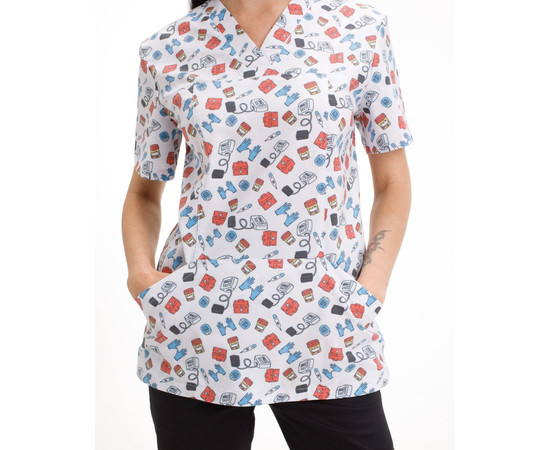 Зображення 4 БілХал Медична сорочка жіноча Топаз принт Emergency 44, Розмір: 44, Цвет: emergency