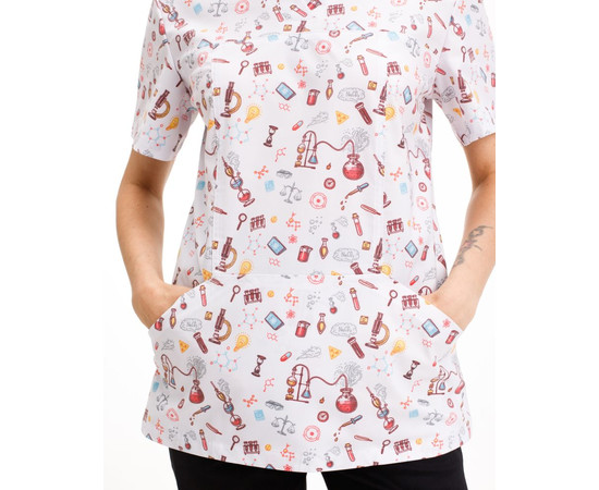 Зображення 3 БілХал Медична сорочка жіноча Топаз принт Chemistry 42, Розмір: 42, Цвет: chemistry