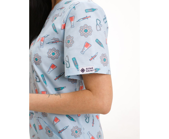 Зображення 5 БілХал Медична сорочка жіноча Топаз принт Atom 40, Розмір: 40, Цвет: atom
