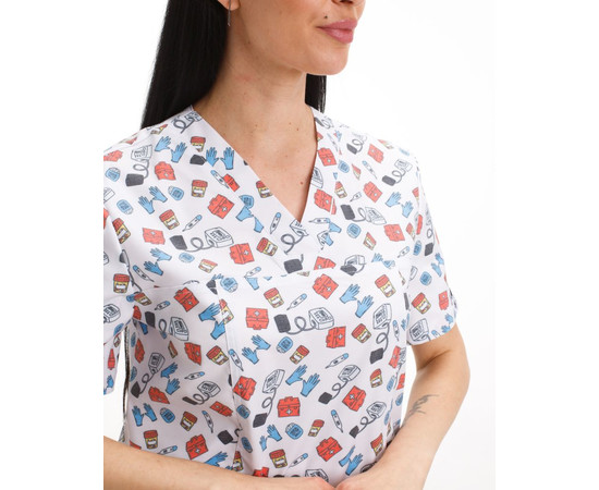 Изображение 3 Медицинская рубашка женская Топаз принт Emergency р. 54, "БЕЛЫЙ ХАЛАТ" 502-417-943, Размер: 54, Цвет: emergency