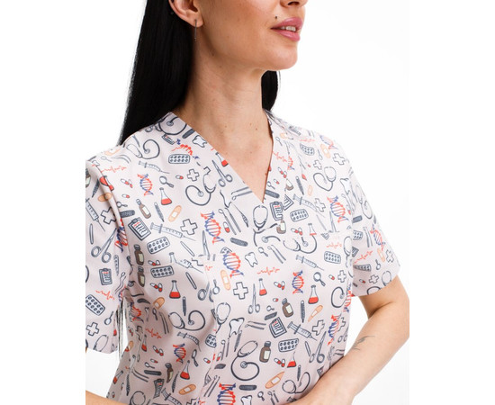 Изображение 4 Медицинская рубашка женская Топаз принт Health beige р. 50, "БЕЛЫЙ ХАЛАТ" 502-454-944, Размер: 50, Цвет: health beige