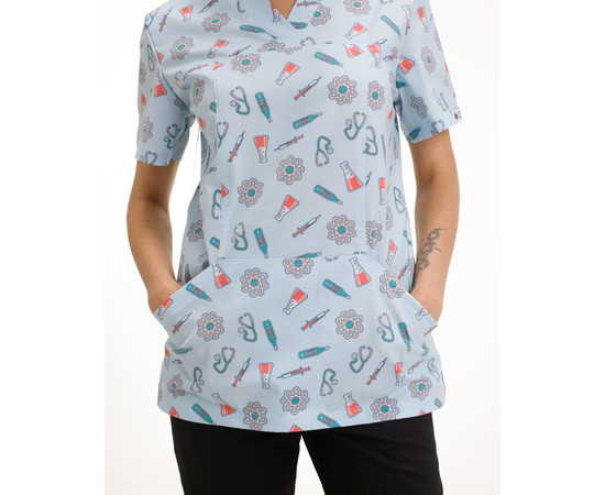 Зображення 4 БілХал Медична сорочка жіноча Топаз принт Atom 46, Розмір: 46, Цвет: atom