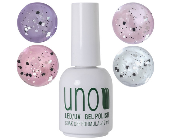 Зображення 2 Матове топове покриття UNO Monochrome Vervet Top для нігтів із чорними та білими частинками, 12 мл.