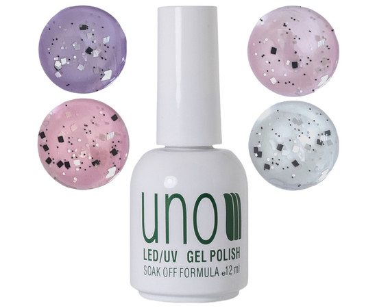 Зображення 7 Матове топове покриття UNO Monochrome Vervet Top для нігтів із чорними та білими частинками, 12 мл.