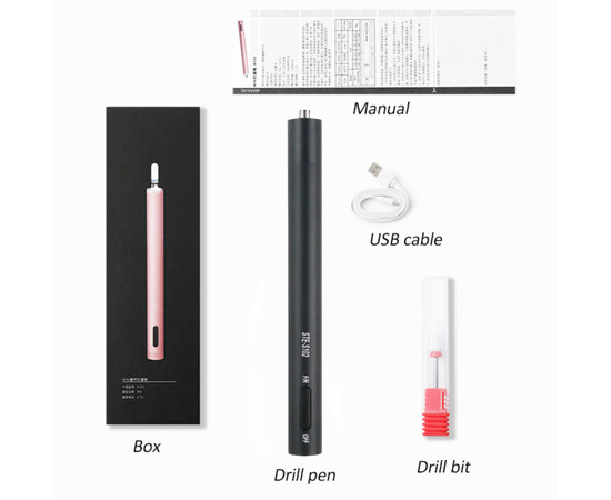 Зображення 6 Портативна фрезер – ручка STE-S102 на 15000 об.хв. для апаратного манікюру, на акумуляторі + USB вхід Rose Gold