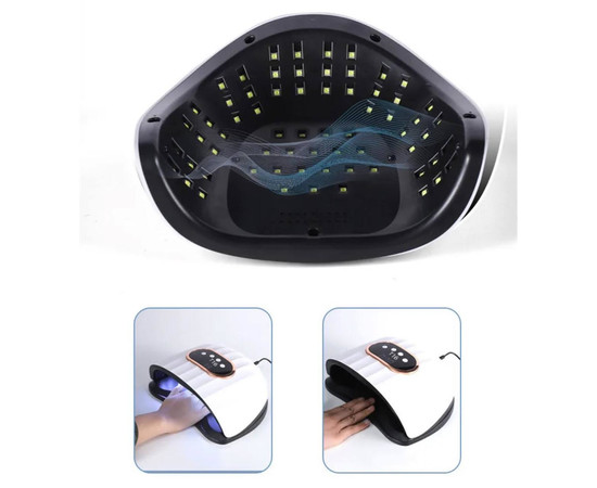 Зображення 6 Універсальна UV/LED лампа T16 для сушіння нігтів (з дисплеєм, дно знімання), 258 Вт. Білий