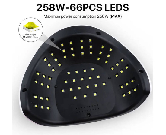 Зображення 7 Універсальна UV/LED лампа T16 для сушіння нігтів (з дисплеєм, дно знімання), 258 Вт. Білий