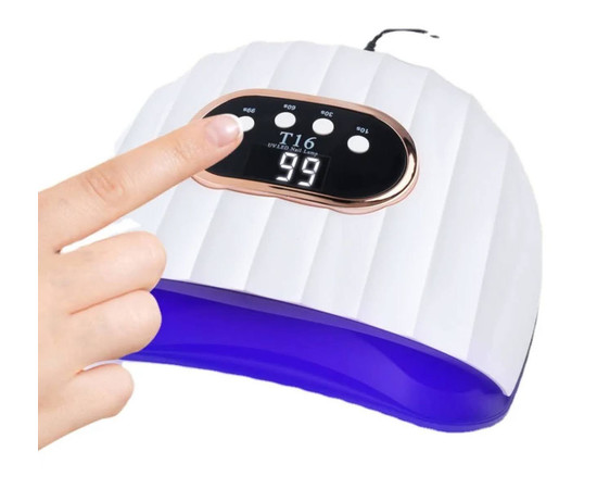 Зображення 3 Універсальна UV/LED лампа T16 для сушіння нігтів (з дисплеєм, дно знімання), 258 Вт. Білий