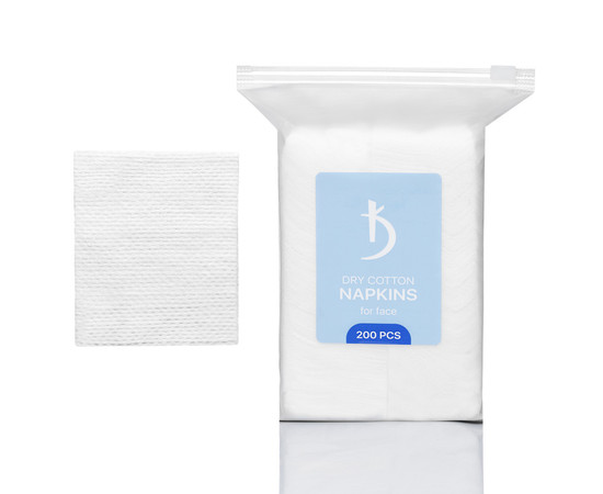 Изображение 2 Салфетки из хлопка сухие для лица Kodi Dry Cotton Napkins белые, 200 шт