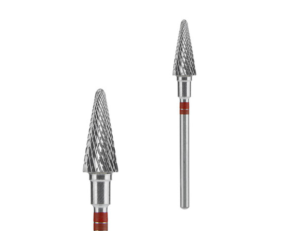 Зображення 2 Фреза твердосплавна для шульги Staleks Pro EXPERT конус червона, діаметр 6 мм / робоча частина 14 мм (FT73R060/14)